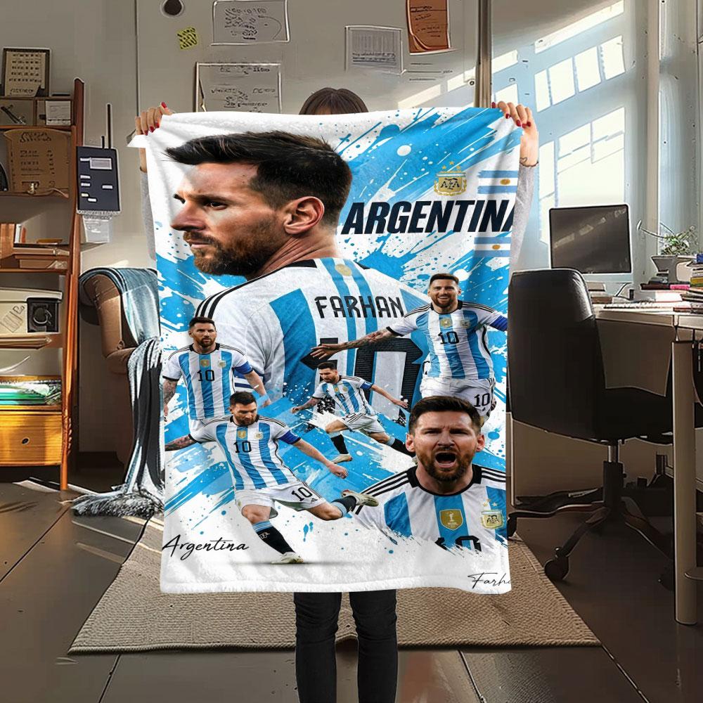 1PC Leo Messi Patterned Flannel Blanket Suitable For All Seasons for Home Decor Warmth and Comfort Gifts Holiday Present