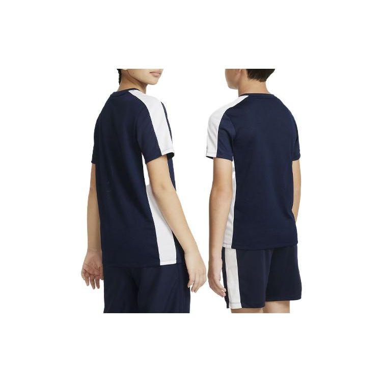 Nike Dri-FIT Academy 23 Logo Color Block Crew Neck Sports T-Shirt Kids Tops Navy-Blue DX5482-451