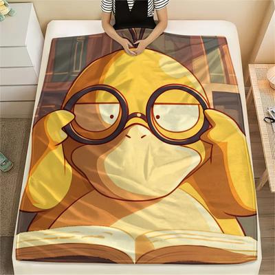 Psyduck Pattern Flannel Blanket, High Quality Comfortable for All Seasons, Home Decor, Warmth and Comfort, Perfect for Gifts.
