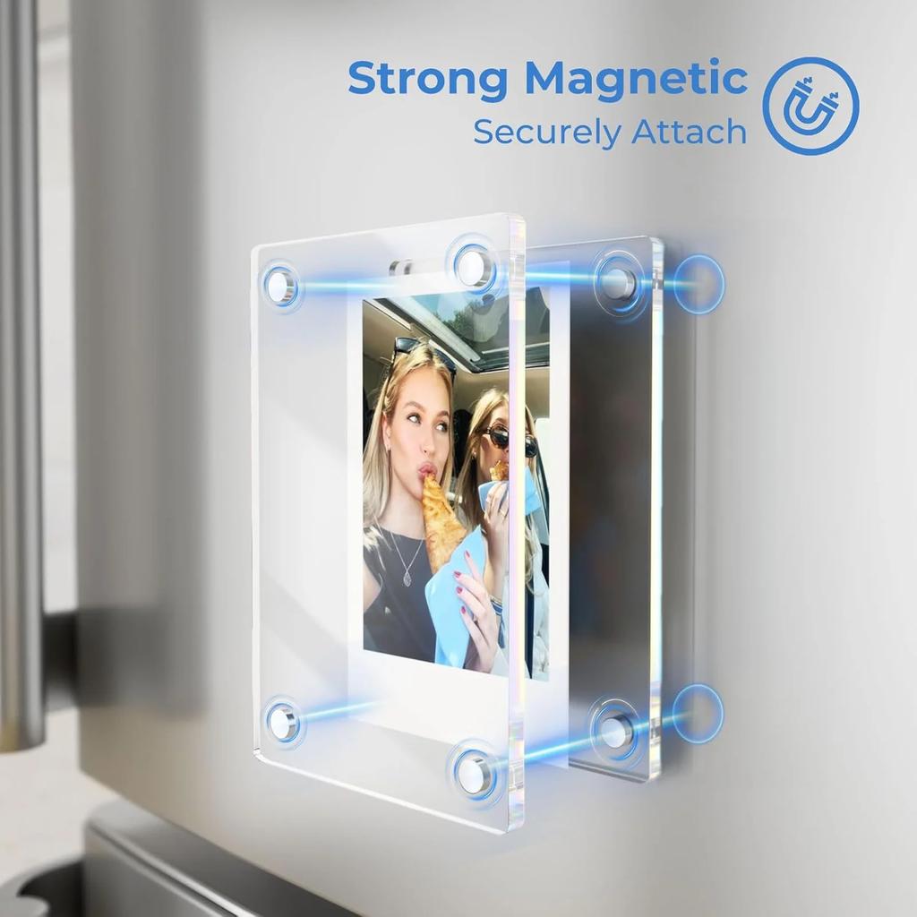 1/3PCS Double Sided Clear Acrylic Magnetic Photo Frame Frameless Picture Holder Desktop Fridge Family Card Decoration
