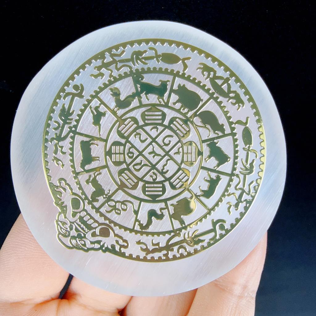 6cm Natural Crystal Selenite Slice Slab White Gypsum, Natural Selenite Stone Crystal Disc, Selenite Charging Plate decoration