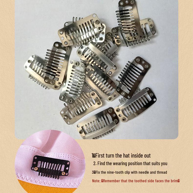 3.2 Nine-Tooth Stainless Steel Anti-Slip Snap Wig Clips for Headwear and Weft Fixing