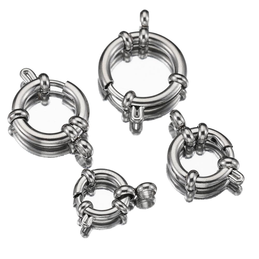 

4pcs 10 12 14 16 18mm Stainless Steels Spring Clasps Round Sailor Clasp Bracelet Connector DIY Clavicle Necklace Jewelry Makings Outer Dia 10mm