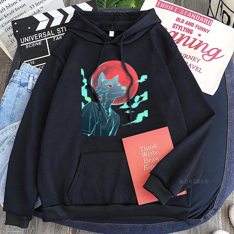 Beastars Wolf Anime Harajuku sudaderas con capucha estética moda