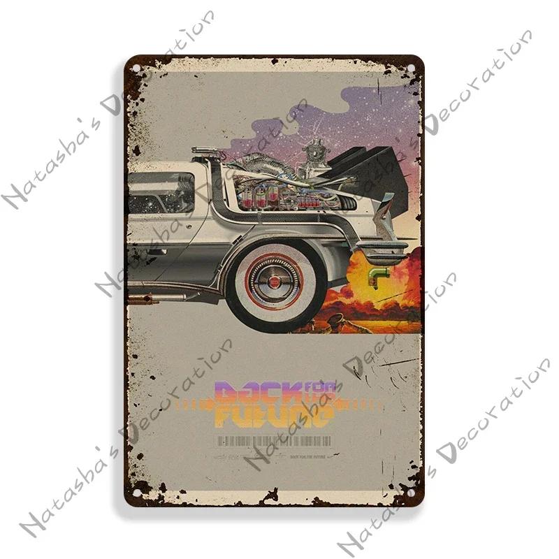 Filmaffisch Tillbaka till framtiden Metallskylt Sci-Fi Komedi Metallskylt Rostig Dekorativ Skylt Hembars Pub Café Industriell Dekor