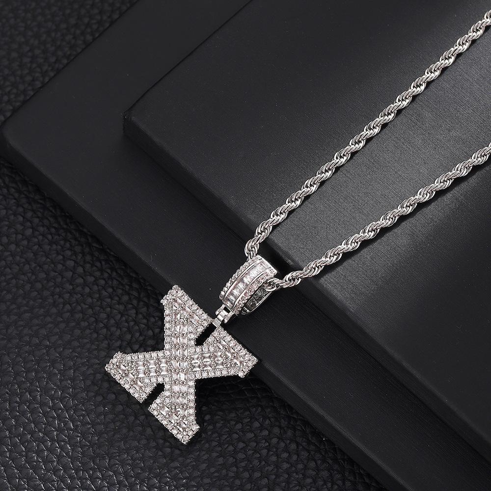 Hip Hop Letter Pendant Zircon Necklace Popular Instagram Personalized Accessory Niche Design Men's and Women's Pendant Necklace