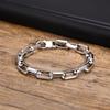 Schmuck aus Edelstahl Herren Armbänder Rechteckige Kette Punk Rock Armband Geschenk für Papa Freund Valentinstag Silberfarbe