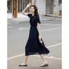 Demana Elegant Watermark Polka Dot Ruffle Sleeve Midi Dress
