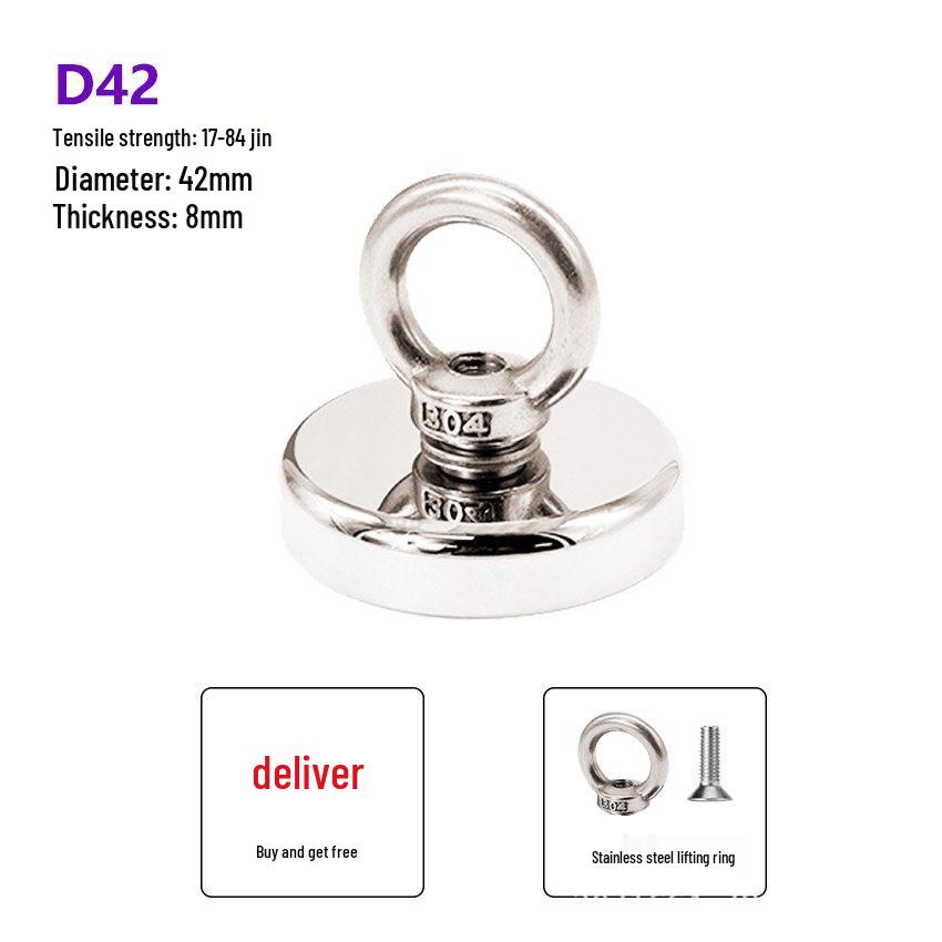 Strong Magnetic Dredging Pot Magnet with Stainless Steel Lifting Ring for Outdoor Fixing