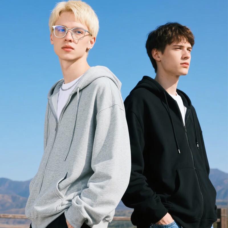 LUKKEN Men's American Style Broken Heart Hooded Zip-Up Cardigan Sweatshirt