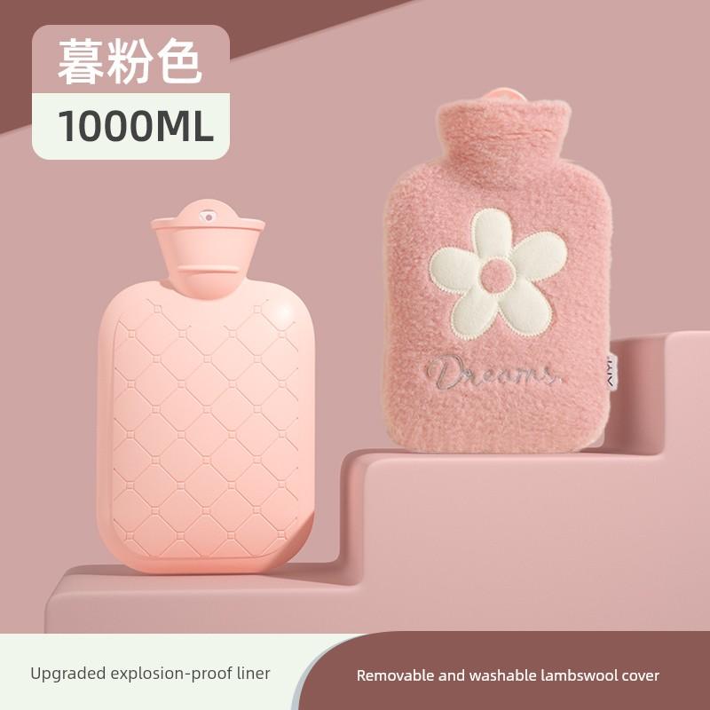 Hot Water Bottle, Thickened Explosion-Proof Hand Warmer, Small Hand Warmer Bag, Women's Belly Warmer, Plush Hot Compress Water Bag