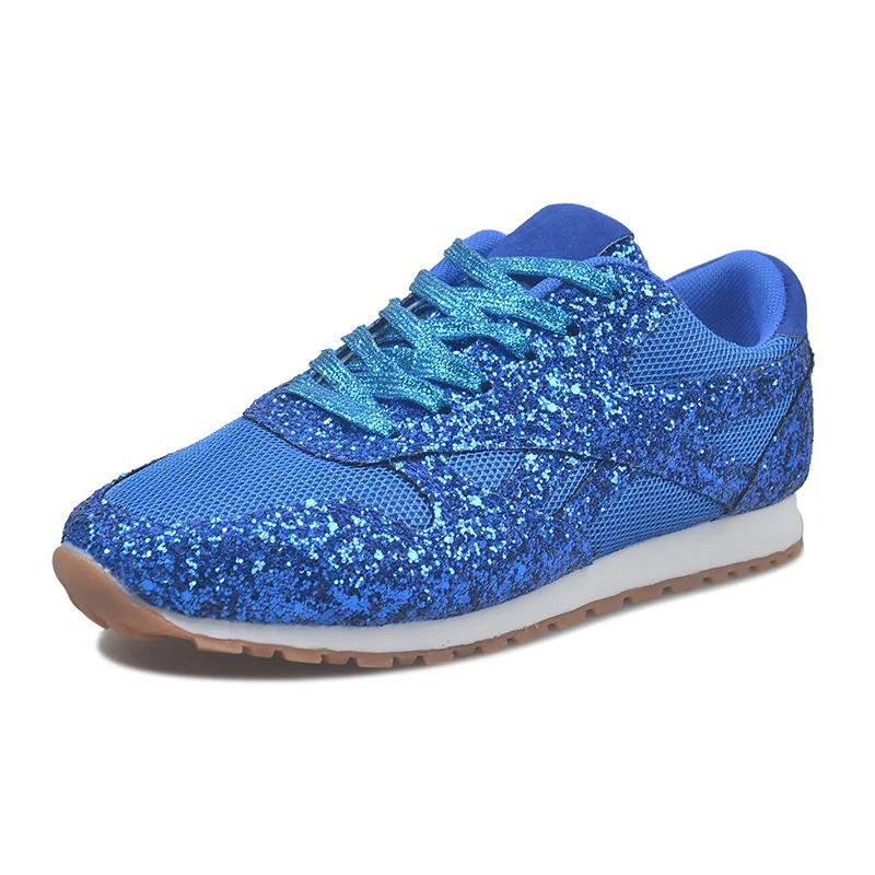 Women Sneakers Shining Glitter Autumn Flats Plus Size 43 Mesh Breathable Ladies Tenis Trainers Shoes Feminino Platform Shoes