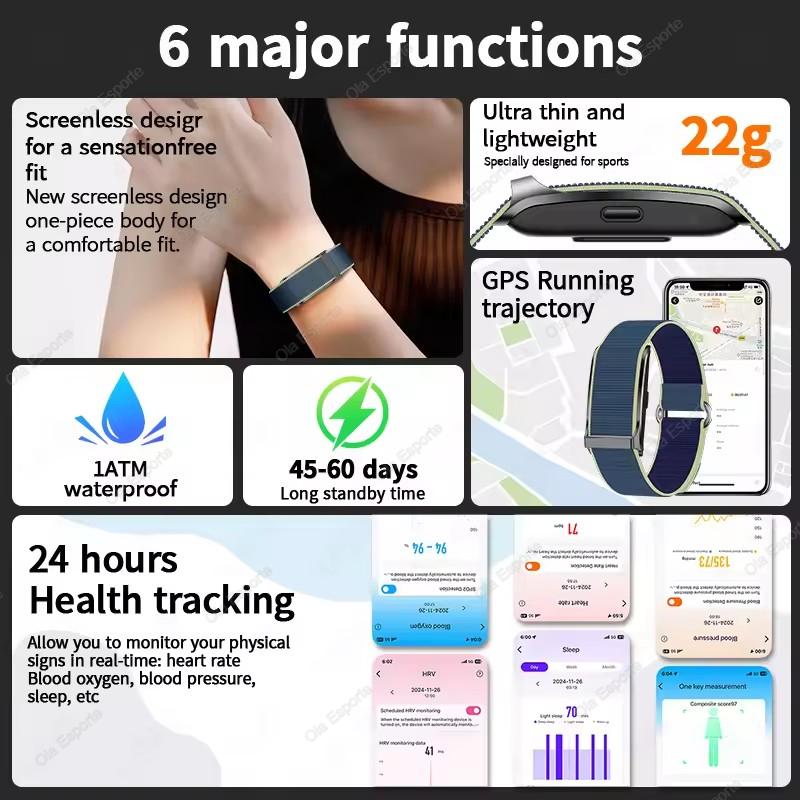 No Screen Smart Bracelet Men GPS Track Heart Rate Sleep Monitor Pedometer Outdoor Sports Fitness Tracker Women Smart Band