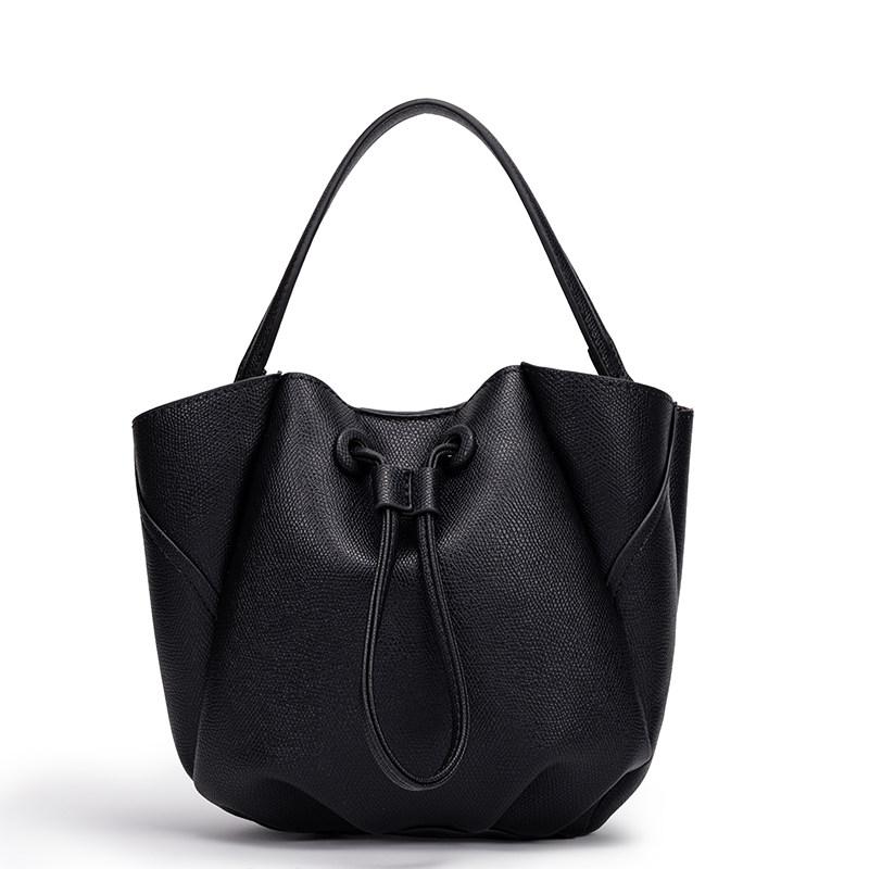 

Brand Drawstring Bucket Bag Solid Color Simple Casual Crossbody Bag New Commuter Handbag With Inner Bag Women s Shoulder Bag чорний