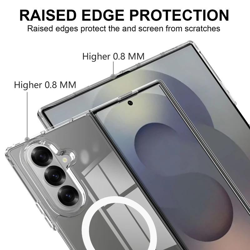 High Quality Transparent Lightweight Magnetic Phone Case for Samsung Fold 7 6 Magsafe Wireless Charging Shockproof Protect Case