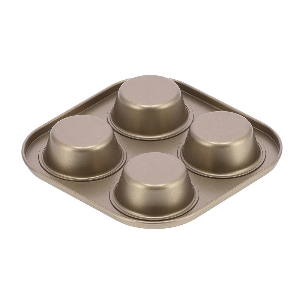 Non-Stick Coating Cupcake Baking Pan 4-Cavity Baking Mold Pan Durable Muffin Pan Oven Baking