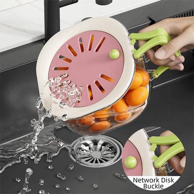 Foldable Handle Fruit Cleaning Bowl Splash-proof Food Storage Container Picnic