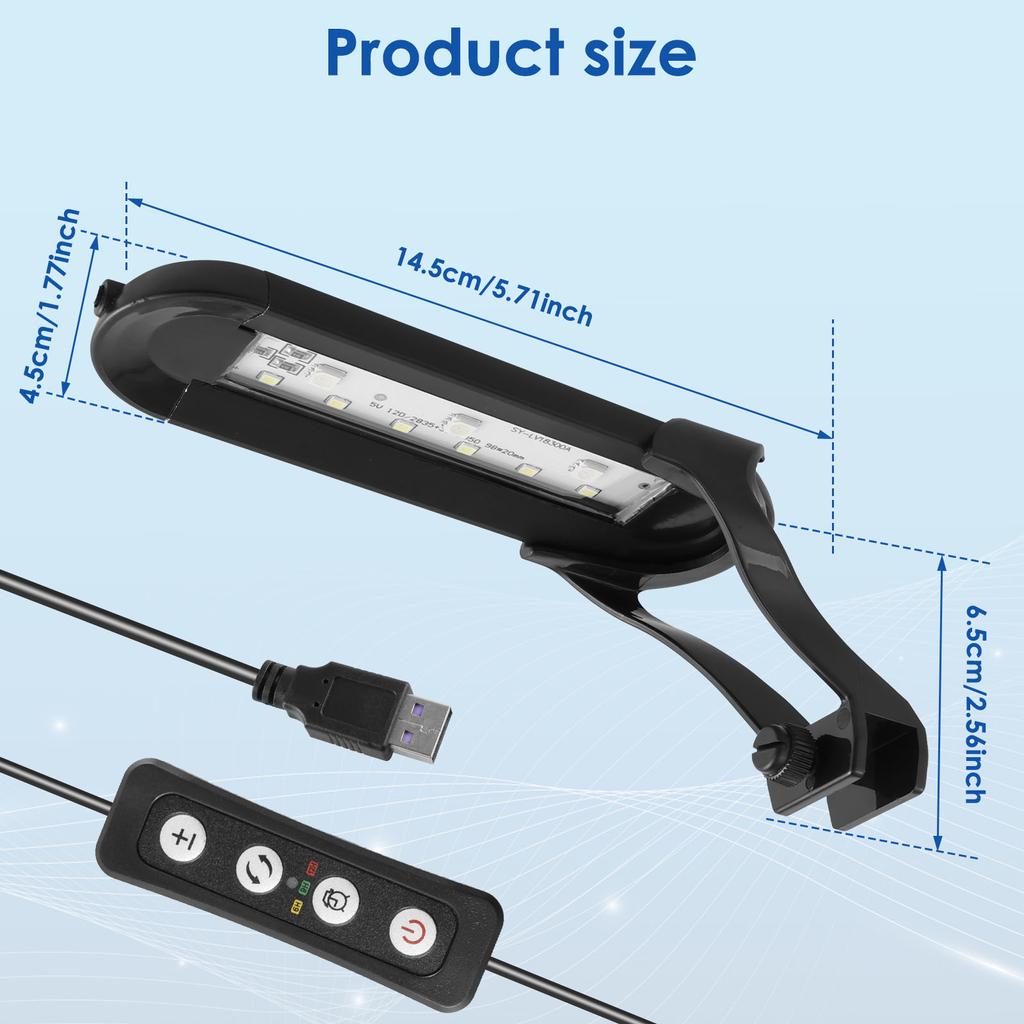 USB Aquarium Light Adjustable LED Waterproof Clip-on Lamp with Remote Control Aquatic Plant Lighting Light For Fish Tank