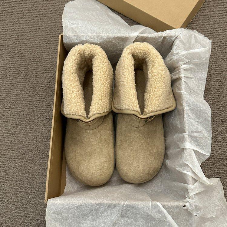 Snow Boots Women's Winter New Two Wear Thick-soled Heightening Versatile Fluffy Shoes Piled and Thickened Warm Boken Shoes Cotton Shoes