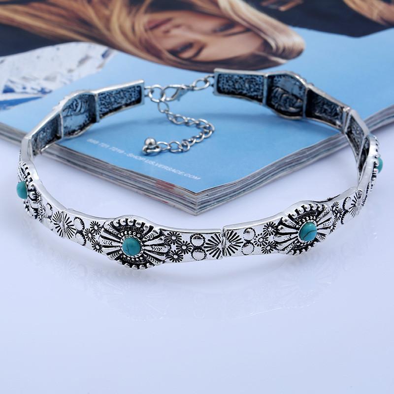 Alloy Gypsy Artistic Necklace With Gemstone Inlay For Vintage Outfits Inspired