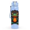 1 Stück Frosch auf Lotos-Kunstdruck 750ml Farbige Kunststoff-Sportwasserflasche Auslaufsicherer Klappdeckel mit Strohhalm Geeignet für Sport, Büro, Zuhause