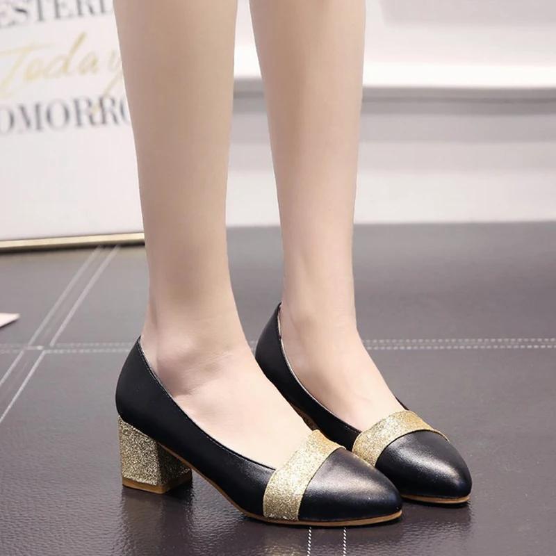 Mode Damen Pumps Süßer Stil Quadratischer Hoher Absatz Sandalen Pailletten Spitzschuh Frühling und Herbst Elegant Flach Damen Schuhe