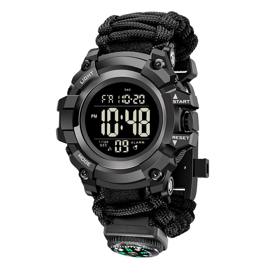 Digital Compass Chronograph Watch Multifunctional Student Light Emitting Diode Outdoor Sports Camouflage Time Digital