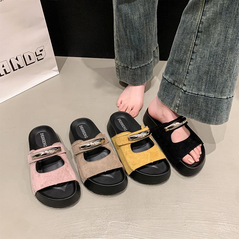 Retro Thick-soled Bag Head Half Slippers Women's Outer Wear 2025 New Spring Versatile One Pedal
