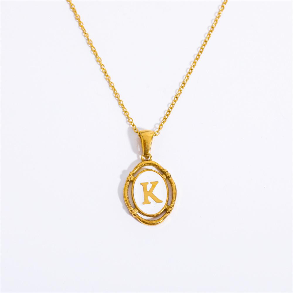 Color Retention 26 Letter Pendant Oval Necklace Necklace 26 Letter Electroplated Real Gold