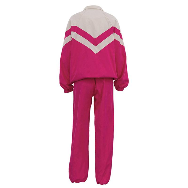 Women's Sports Suit Stripe Contrasting Design Zipper Long Sleeved Jacket with Loose Pants Casual Two-piece Set Spring and Autumn