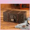 Vintage Wooden Desktop Storage Box With Lock For Home Office Organizing Decor