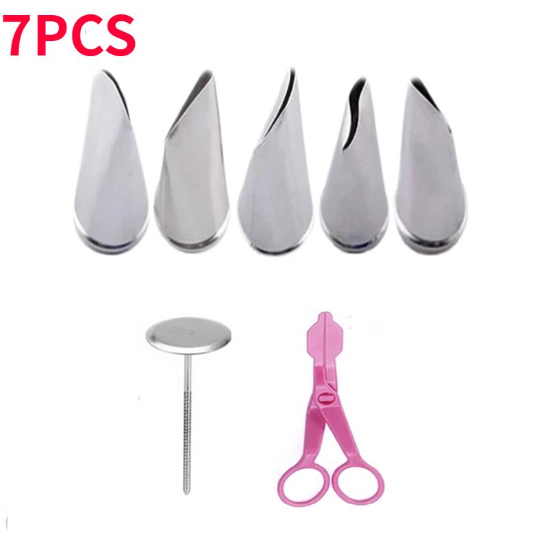 Baking Tool Set Flower Scissor Cake Tray 5pcs Tulips Rose Nozzle Cake Decoration Tools Kitchen Pastry Cupcake Baking Pastry Tool