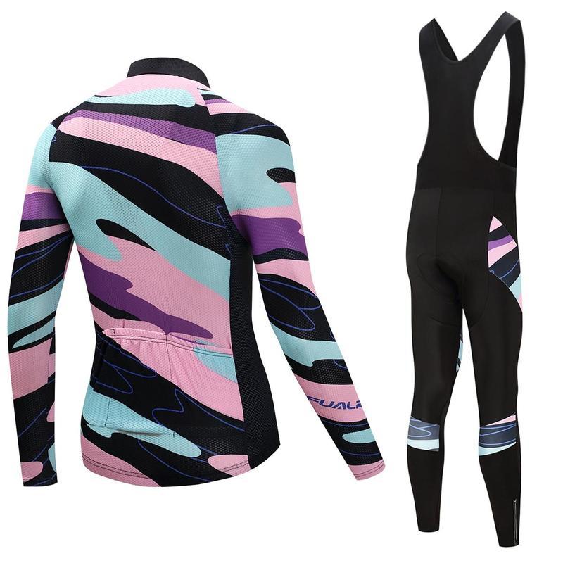 Jezdecké dresy Cyklistické oblečení Set Pánské/Dámské Dlouhý rukáv Černý náprsník Kalhoty Oblečení na kolo