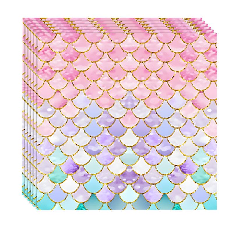 Mermaid-Themed Birthday Party Tableware Set: Disposable Tablecloth, Cups, Napkins, Plates.