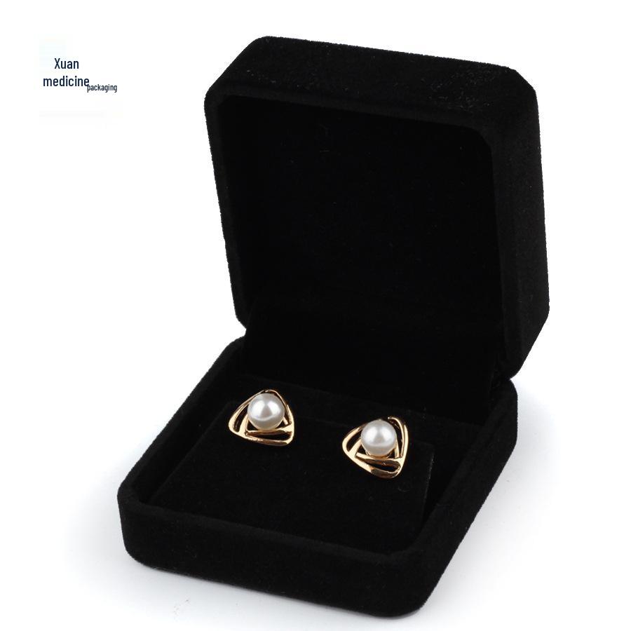 Set of 16 Black Velvet Jewelry Boxes for Earrings, Rings, Pendants, and Bracelets with Logo.