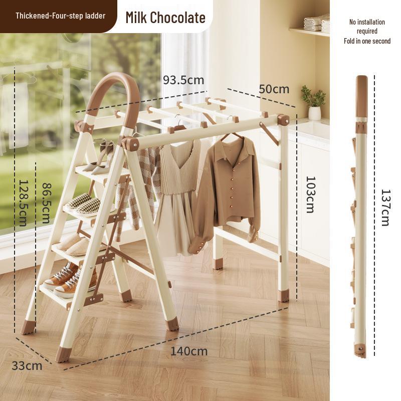 Carbon Steel Telescopic Folding A-Frame Ladder & Clothes Rack