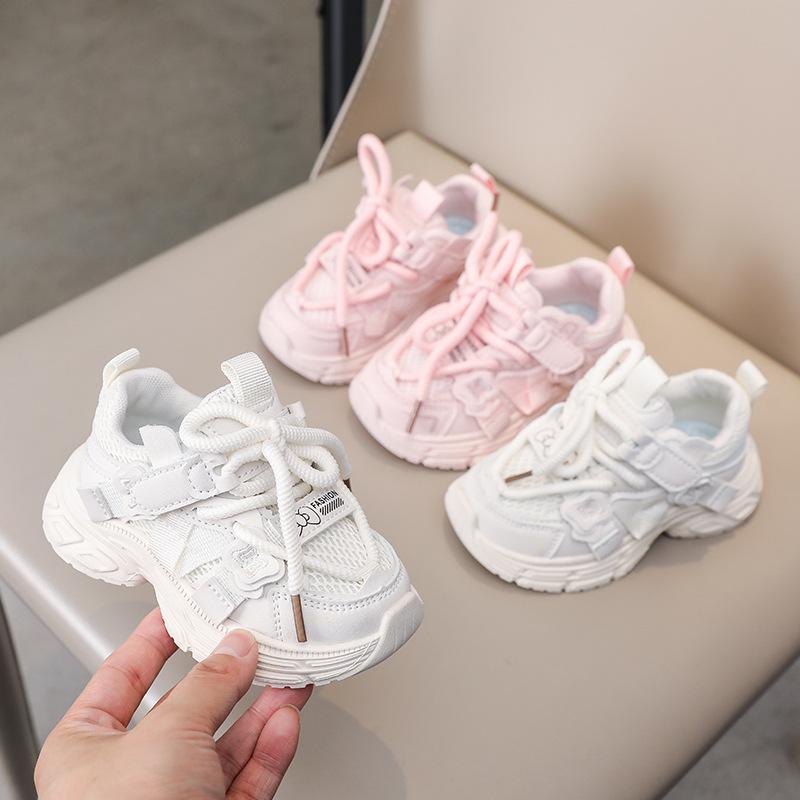 Spring Girls Mesh Dad Shoes Lightweight Breathable Student Running Sneakers For Kids Casual Walking Sport Footwear