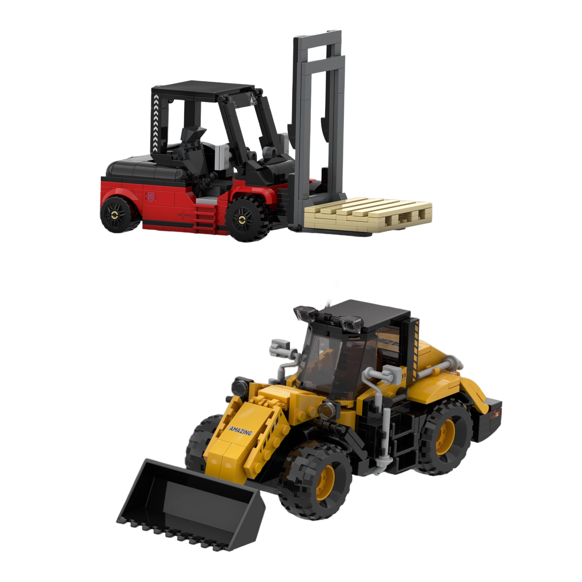 

680Pcs Forklift Loader Building Blocks 2In1 Engineering Model Diy Assembly Stem Educational Collecting Toy Gift For Kids Adults