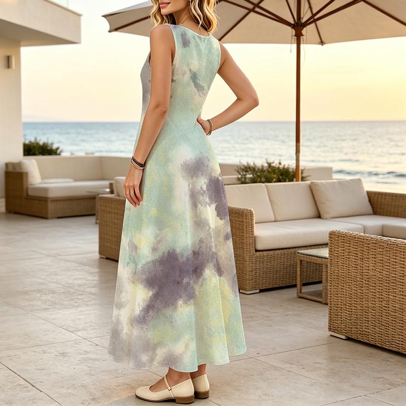 Women's Sleeveless Ombre Maxi Dress Lightweight Flowy,Elegant Comfortable for Beach,Daily Casual Home Wear