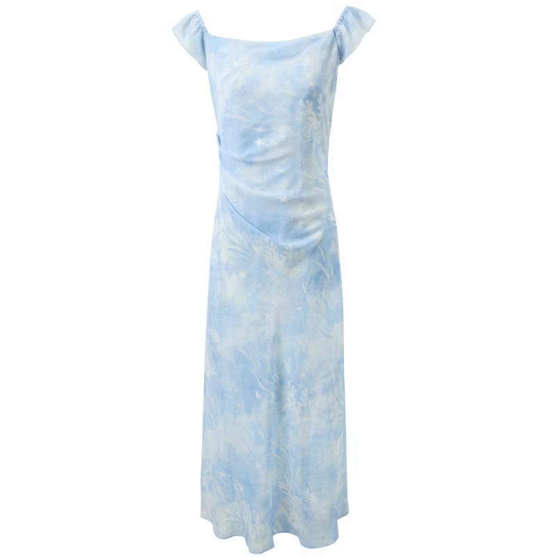 Sancai Ocean Print Chiffon A-line Dress XL