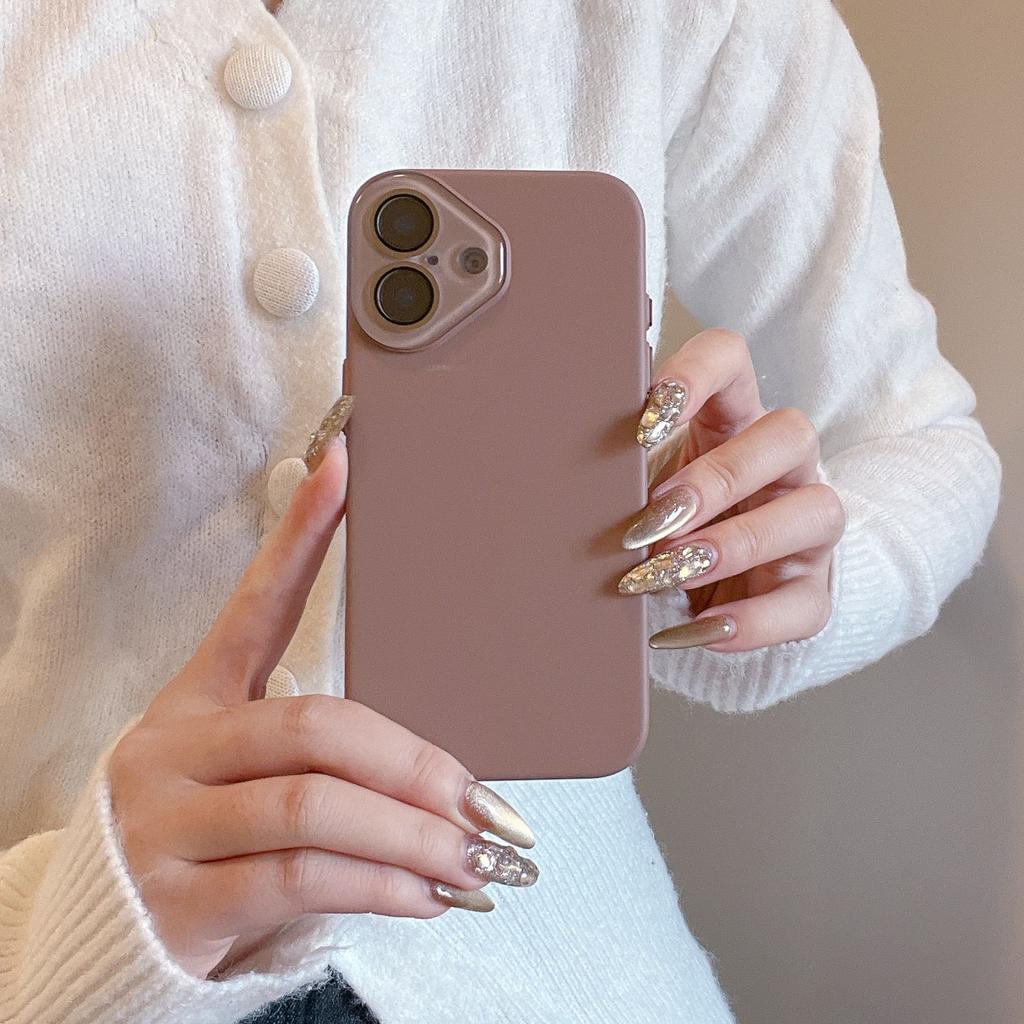 Glass Lens Skin Feel Solid Color Compatible with iPhone 16 Pro Max Apple 17 Phone Case 14/15 Hard Shell Solid Color