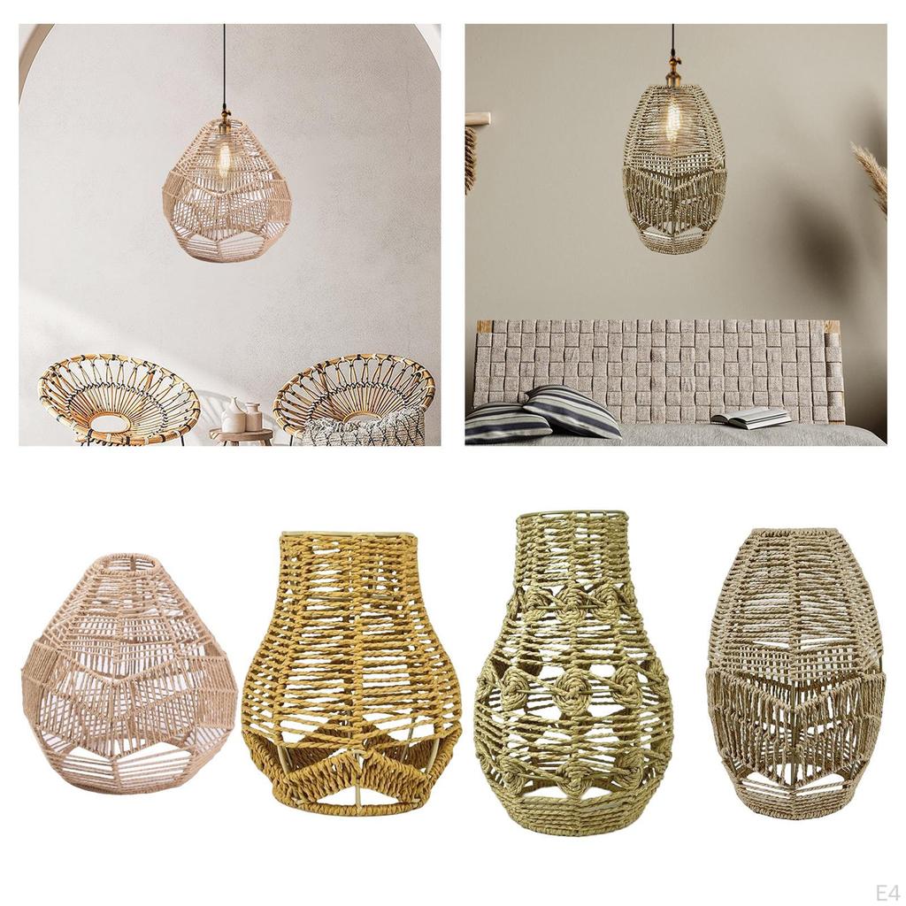 Boho Pendant Lamp Shade Rattan Woven Decoration Ceiling Light Chandelier Cover Lampshade Hotel