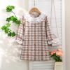 Dívčí kostkované šaty v korejském stylu - Podzim/Zima Tkanina s jemnou vůní