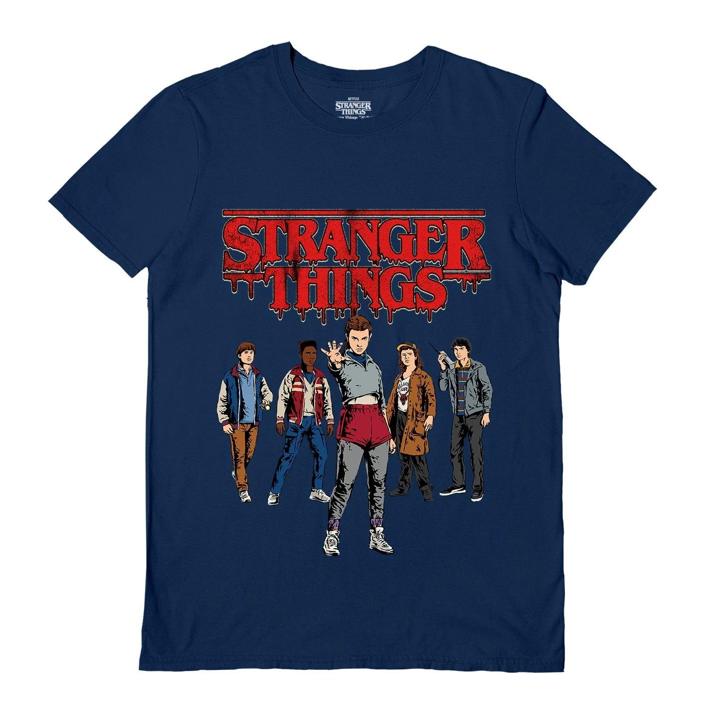 Футболка Stranger Things 5 (Мультяшный актерский состав), Официально лицензированный, Унисекс, 4XL