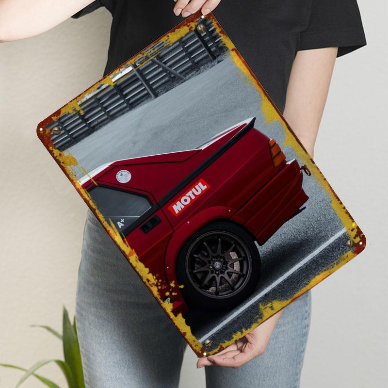 

Red Alfa Romeo on Track Tinplate Signs Car Poster Bar Custom Metal Sign for Wall Art Decoration Living Room Decorations Decor 20x30cm（7.8x11.8inch）
