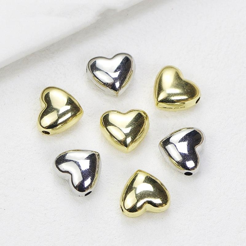 Metal Beads Big Heart Pendant 3D Heart Charm for Jewelry Making Charm DIY Gifts Bracelets Necklace Heart Bead with Hole
