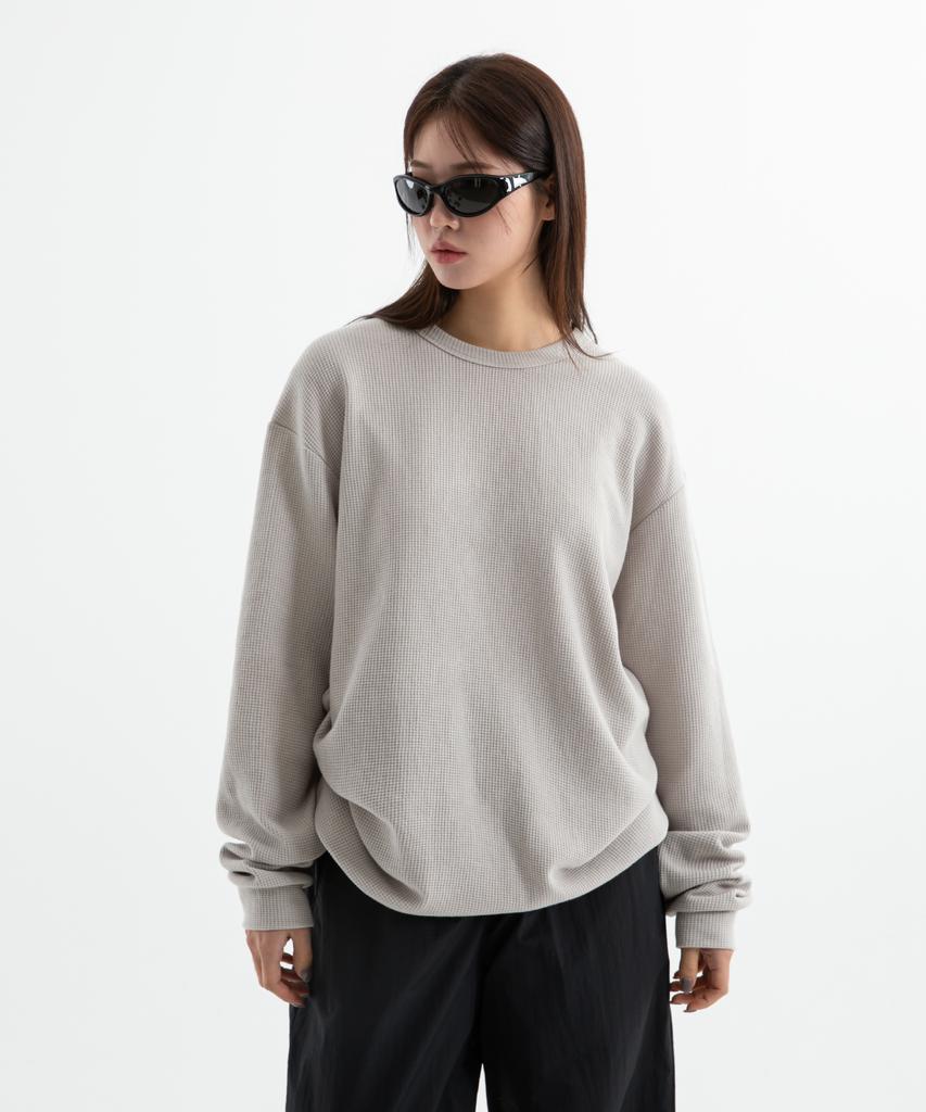 BRENSON ( Waffle ) Oversized Waffle Ribbed Long Sleeve Tee ( 4 Colors )