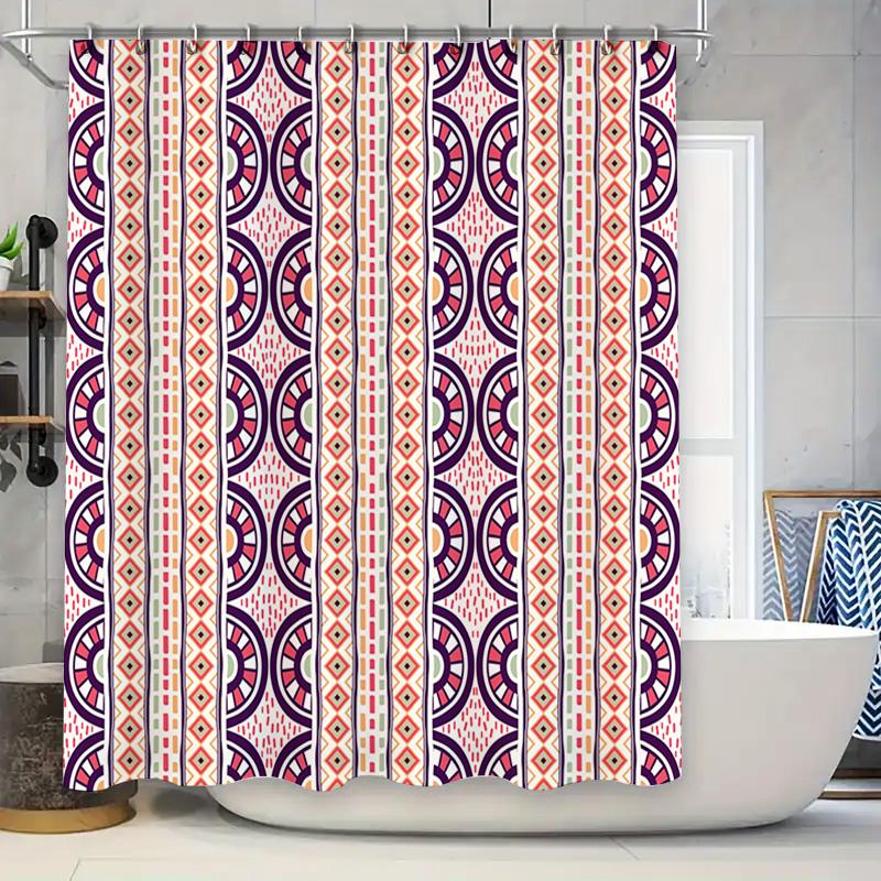 

Patterned Shower Curtain Decorative Waterproof Fabric Bathroom Accessories Home Decoration 180X240Cm White Blue Orange Purple Re W60H190(CM)-1 Pcs