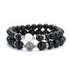 Romantisches 2-teiliges/Paar Partnerarmband 8mm 10mm Perlen Strang Armband Valentinstag Geschenk Obsidian Blau Sandstein Passendes Armband