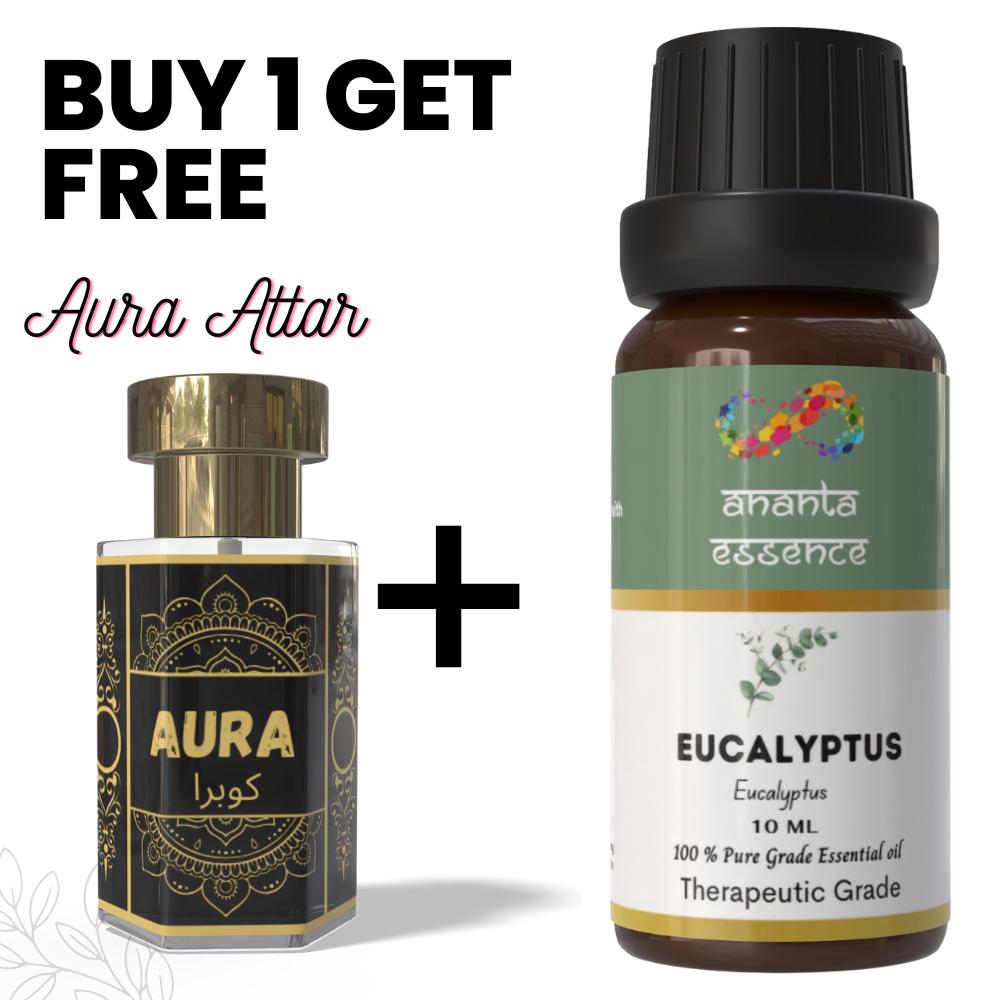 Eucalyptus 10 ml Essential Oil for Aromatherapy & Home Fragrance with Free 5 ml Aura Attar | Essential Oil for Diffuser